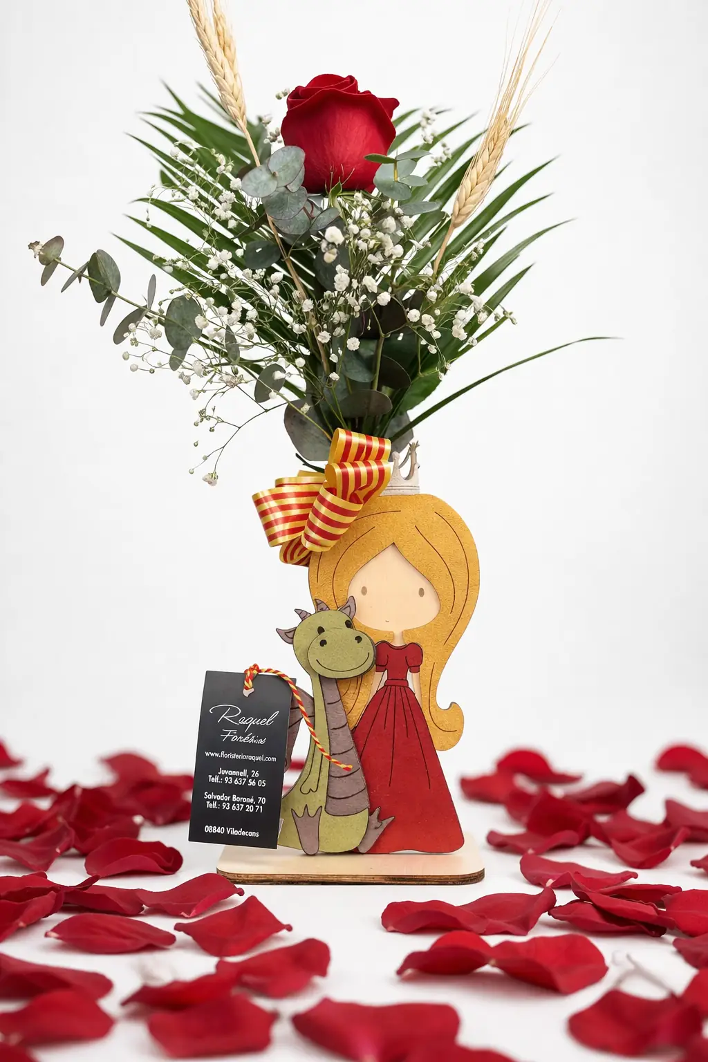 Rosa Roja con Princesa y Dragón