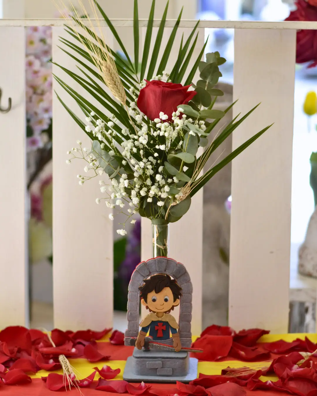 Rosa Roja con Caballero Medieval