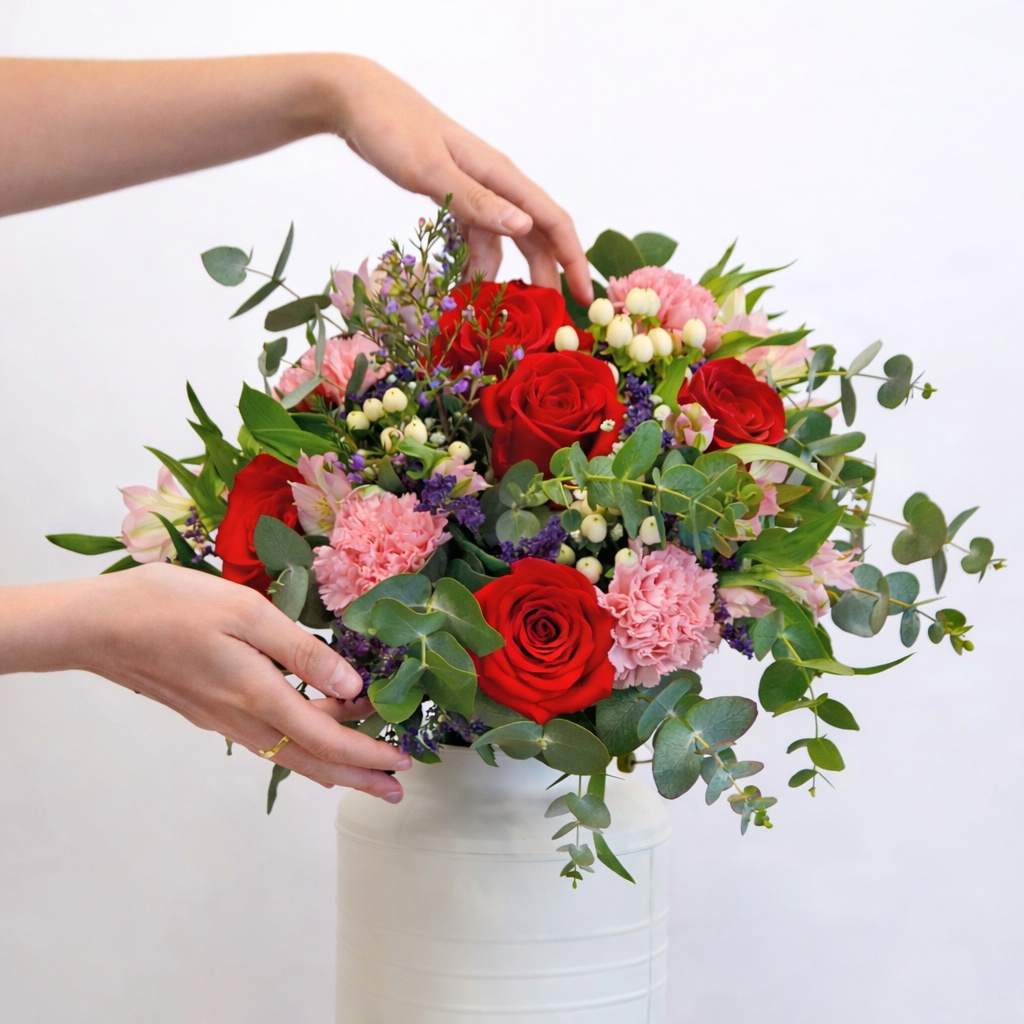 Ramo de rosas rojas y claveles Marsella - Vista 2