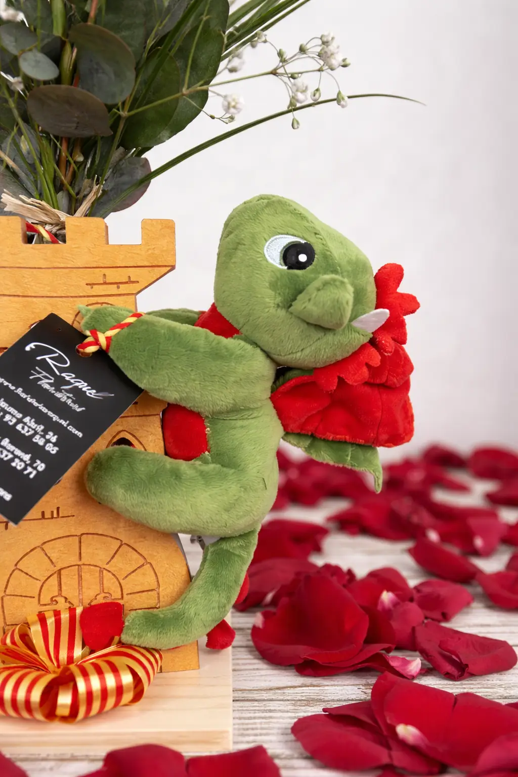 Rosa Roja con Dragón Verde de Peluche - Vista 2